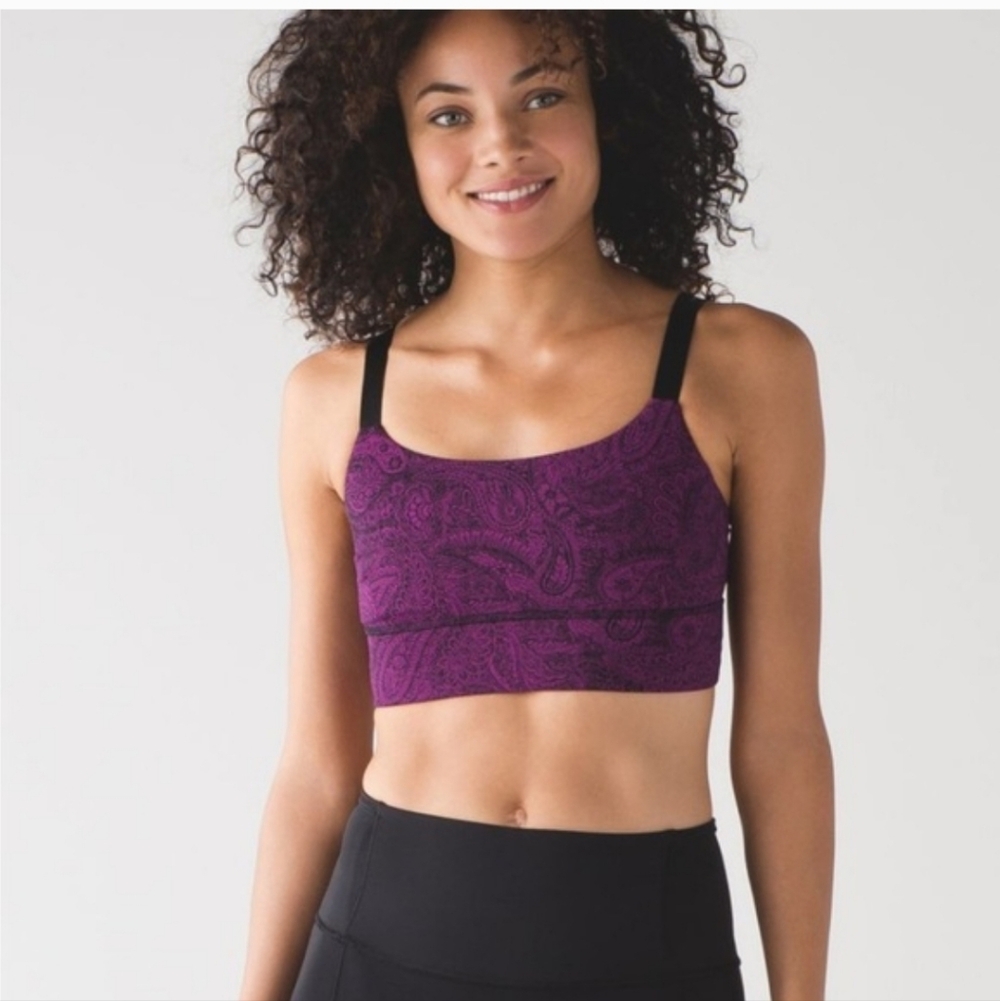 Lululemon Both Ways Bra in the Mini Antique Paisley Deep Fuschia/Black Sz 6